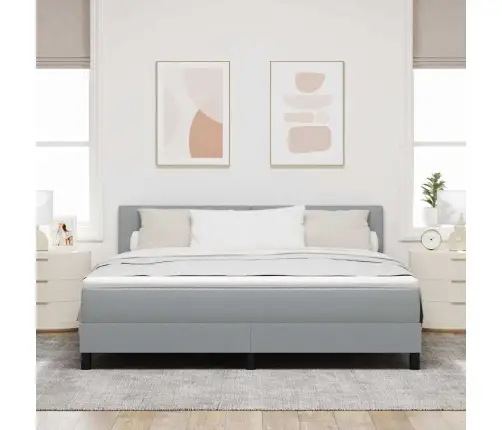 Kiemas Lova Su Čiužiniu Šviesiai Pilka 180 X 200 Cm Audinys