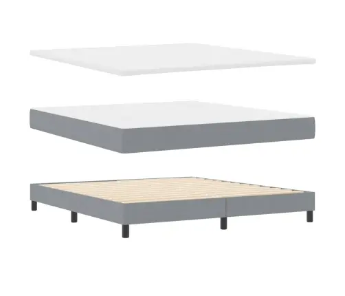 Kiemas Lova Su Čiužiniu Šviesiai Pilka 180 X 200 Cm Audinys