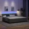 Gultas Rāmis Ar Matrača Un Led Apgaismojumu Tumši Pelēkā Krāsā 200X200 Cm Audumam Vidaxl