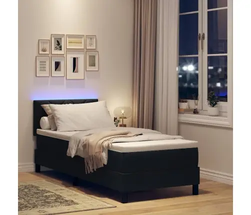 Kastītes Atsperu Gulta Ar Matraci Melna 80 X 200 Cm Audums Vidaxl