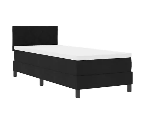 Kastītes Atsperu Gulta Ar Matraci Melna 80 X 200 Cm Audums Vidaxl