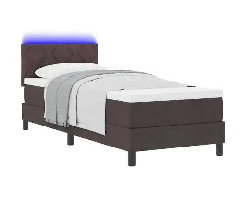 Kiemas Lova Su Čiužiniu Tamsiai Rudas 80 X 200 Cm Audinys