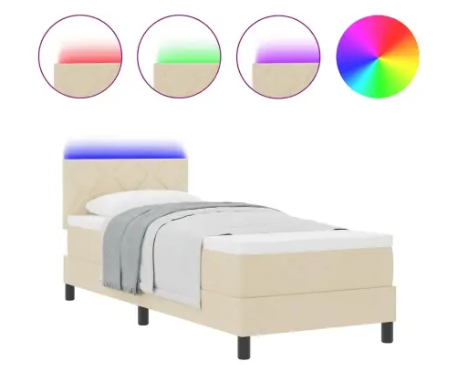 Kiemas Lova Su Čiužiniu Kreminė 80 X 200 Cm Audinys