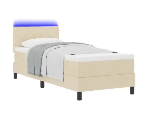 Kiemas Lova Su Čiužiniu Kreminė 80 X 200 Cm Audinys