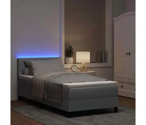 Kastes Atsperu Gulta Ar Matraci Un Led Gaiši Pelēkā 90X190 Cm Audumā Vidaxl