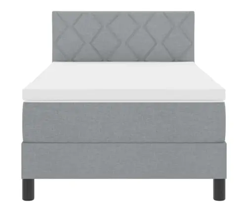 Kastes Atsperu Gulta Ar Matraci Un Led Gaiši Pelēkā 90X190 Cm Audumā Vidaxl