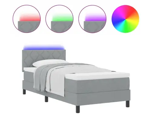 Kiemas Lova Su Čiužiniu Šviesiai Pilka 90 X 190 Cm Audinys