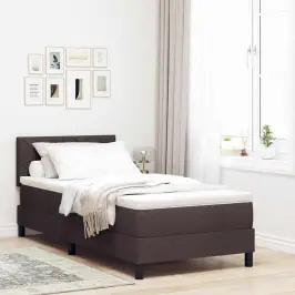 Kiemas Lova Su Čiužiniu Tamsiai Rudas 90 X 190 Cm Audinys