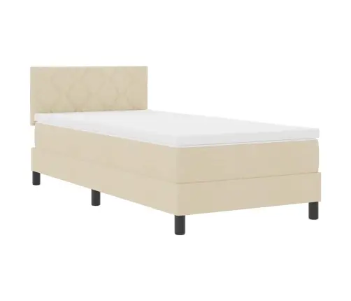 Kastītes Atsperu Gulta Ar Matraci Krēmkrāsa 90 X 190 Cm Audums Vidaxl