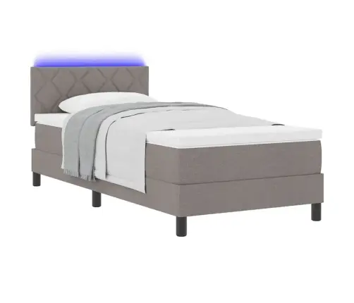 Kastītes Atsperu Gulta Ar Matraci Pelēkbrūna 90 X 200 Cm Audums Vidaxl