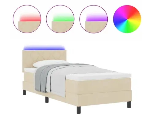 Kiemas Lova Su Čiužiniu Kreminė 90 X 200 Cm Audinys