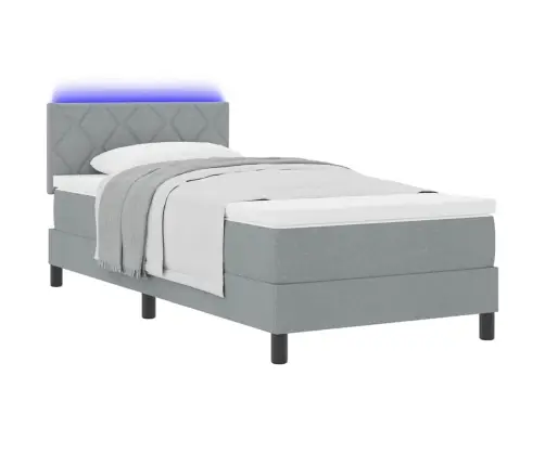 Kiemas Lova Su Čiužiniu Šviesiai Pilka 100 X 200 Cm Audinys