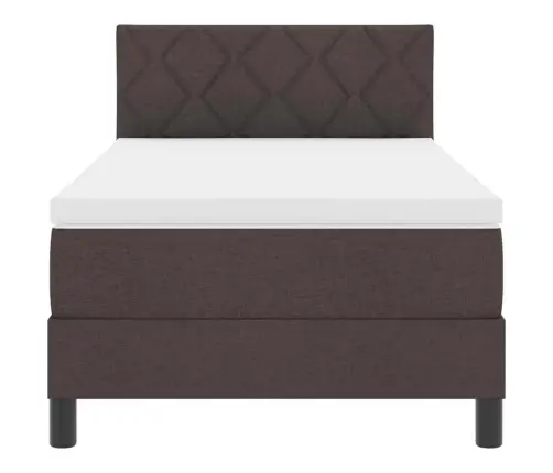 Kiemas Lova Su Čiužiniu Tamsiai Rudas 100 X 200 Cm Audinys