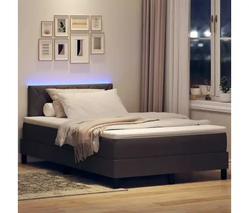 Gultas Atsperes Gulta Ar Matraci Un Led Tumši Brūnā Audumā 120X190 Cm Vidaxl