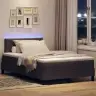 Gultas Atsperes Gulta Ar Matraci Un Led Tumši Brūnā Audumā 120X190 Cm Vidaxl