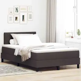 Kastītes Atsperu Gulta Ar Led Tumši Brūna 120 X 190 Cm Audums Vidaxl