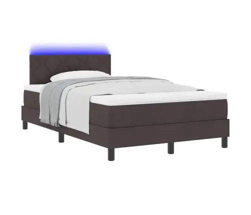 Gultas Atsperes Gulta Ar Matraci Un Led Tumši Brūnā Audumā 120X190 Cm Vidaxl
