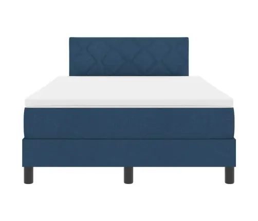 Kastītes Atsperu Gulta Ar Matraci Zila 120 X 190 Cm Audums Vidaxl