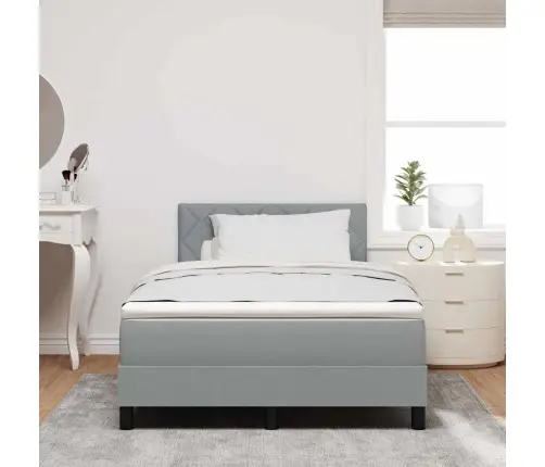 Kastes Gulta Ar Matraci & Led Gaiši Pelēka 120X200 Cm Audums Vidaxl