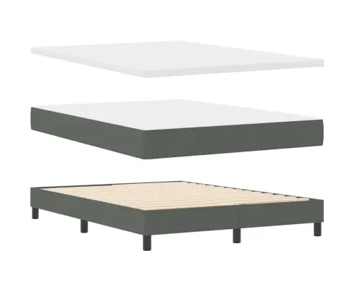 Kastes Gulta Ar Matraci & Led Tumši Pelēks 140X190 Cm Audums Vidaxl