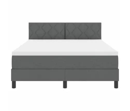 Kastes Gulta Ar Matraci & Led Tumši Pelēks 140X190 Cm Audums Vidaxl