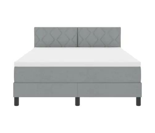 Box Spring Gulta Ar Matraci & Led Gaiši Pelēks 140X200 Cm Audums Vidaxl