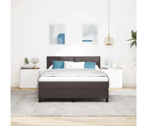 Kastes Atsperu Gulta Ar Matraci & Led Tumši Brūna 140X200 Cm Audums Vidaxl Kastes Atsperu Gulta Ar Matraci & Led Tumši Brūna 140X200 Cm Audums Vidaxl