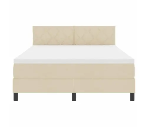 Kastītes Atsperu Gulta Ar Matraci Krēmkrāsa 160 X 200 Cm Audums Vidaxl