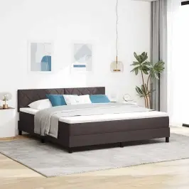 Kastītes Atsperu Gulta Tumši Brūna 180 X 200 Cm Audums Vidaxl Kastītes Atsperu Gulta Tumši Brūna 180 X 200 Cm Audums Vidaxl