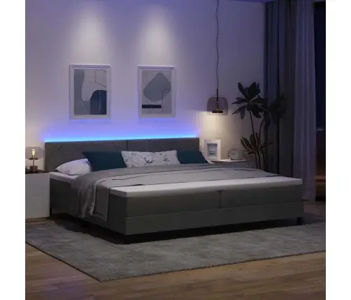 Kaste Gulta Ar Matraci & Led Tumši Pelēks 200X200 Cm Audums Vidaxl