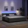 Kaste Gulta Ar Matraci & Led Tumši Pelēks 200X200 Cm Audums Vidaxl