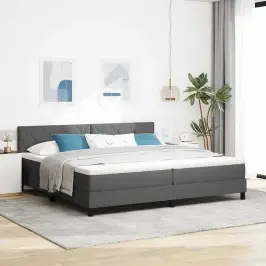 Kastītes Atsperu Gulta Tumši Pelēka 200 X 200 Cm Audums Vidaxl