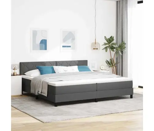 Kaste Gulta Ar Matraci & Led Tumši Pelēks 200X200 Cm Audums Vidaxl