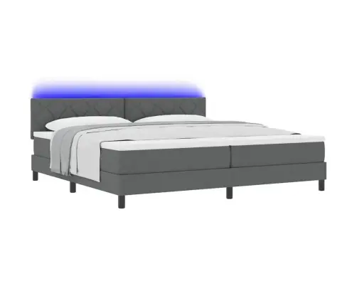 Kaste Gulta Ar Matraci & Led Tumši Pelēks 200X200 Cm Audums Vidaxl