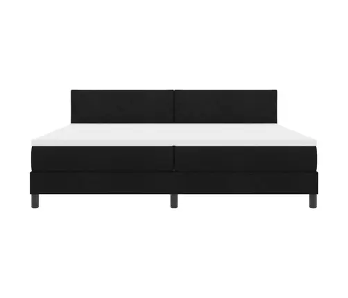 Kastes Atsperu Gulta Ar Matraču Un Led Melnā 200X200 Cm Audumā Vidaxl