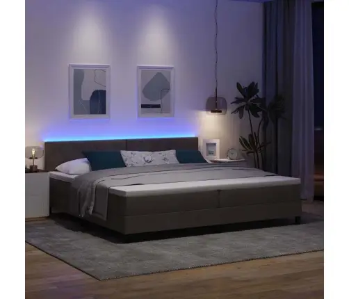 Kastīšu Pavasara Gulta Ar Matraci & Led Tumši Brūns 200X200 Cm Audums Vidaxl