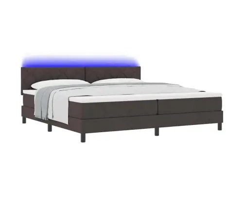 Kastīšu Pavasara Gulta Ar Matraci & Led Tumši Brūns 200X200 Cm Audums Vidaxl