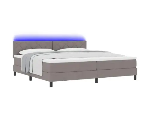 Kastītes Atsperu Gulta Pelēkbrūna 200 X 200 Cm Audums Vidaxl