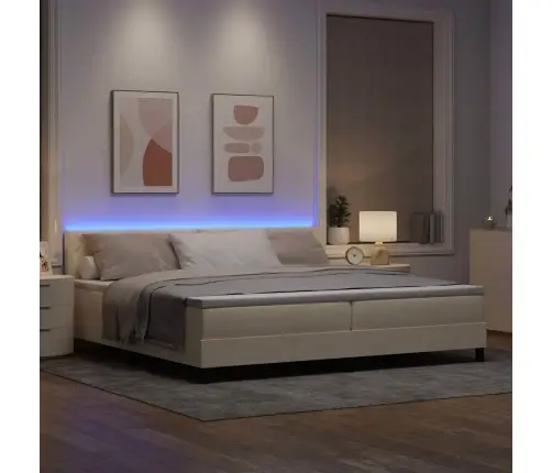 Kastītes Atsperu Gulta Ar Matraci Krēmkrāsa 200 X 200 Cm Audums Vidaxl