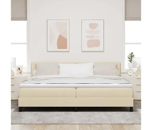 Kastītes Atsperu Gulta Ar Matraci Krēmkrāsa 200 X 200 Cm Audums Vidaxl