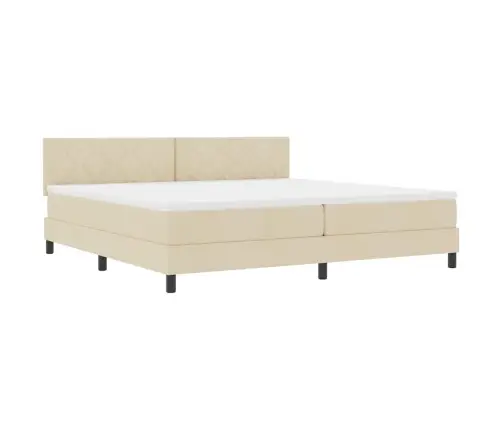 Kastītes Atsperu Gulta Ar Matraci Krēmkrāsa 200 X 200 Cm Audums Vidaxl
