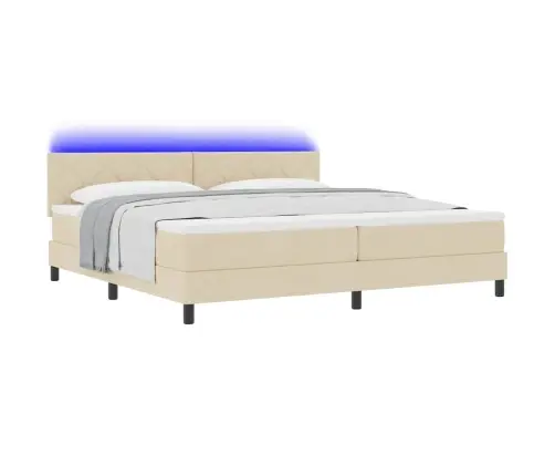 Kastītes Atsperu Gulta Ar Matraci Krēmkrāsa 200 X 200 Cm Audums Vidaxl