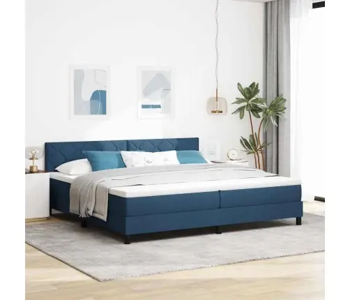 Kastes Atsperes Gulta Ar Matraci & Led Zils 200X200 Cm Audums Vidaxl