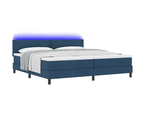 Kastes Atsperes Gulta Ar Matraci & Led Zils 200X200 Cm Audums Vidaxl