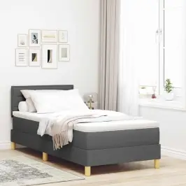 Kiemas Lova Su Čiužiniu Tamsiai Pilka 80 X 200 Cm Audinys