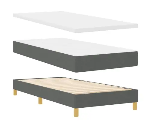 Kiemas Lova Su Čiužiniu Tamsiai Pilka 80 X 200 Cm Audinys