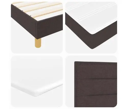 Led Box Spring Voodi Madratsiga Tume Pruun 80 X 200 Cm Kangas