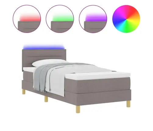 Kaste Pamatne Gulta Ar Matraci Un Led Pelēkbrūns 80X200 Cm Audums Vidaxl