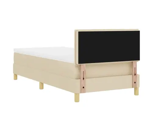 Kastītes Atsperu Gulta Ar Matraci Krēmkrāsa 90 X 190 Cm Audums Vidaxl