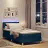 Led Box Spring Voodi Madratsiga Peaga Sinine 90 X 190 Cm Kangas